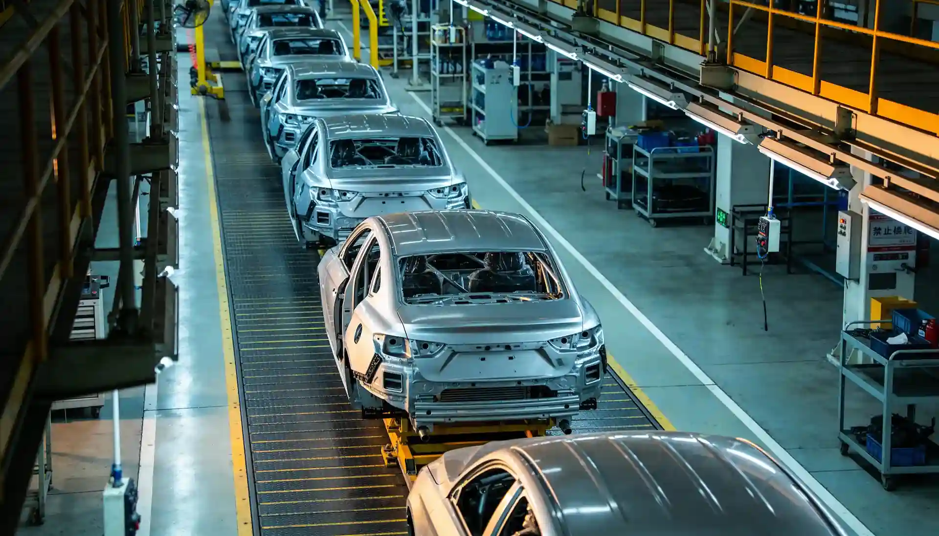 Automotive assembly line demonstrating Bansal Brothers' supply of ferro alloys for high-strength vehicle manufacturing